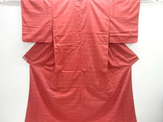JAPANESE KIMONO / ANTIQUE KIMONO / SILK / TSUMUGI / WOVEN GRID